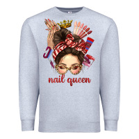Heather Grey nail queen messy bun with crown bbs Premium Sweatshirt - BundleAndBundleShop