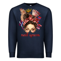 Navy nail queen messy bun with crown bbs Premium Sweatshirt - BundleAndBundleShop