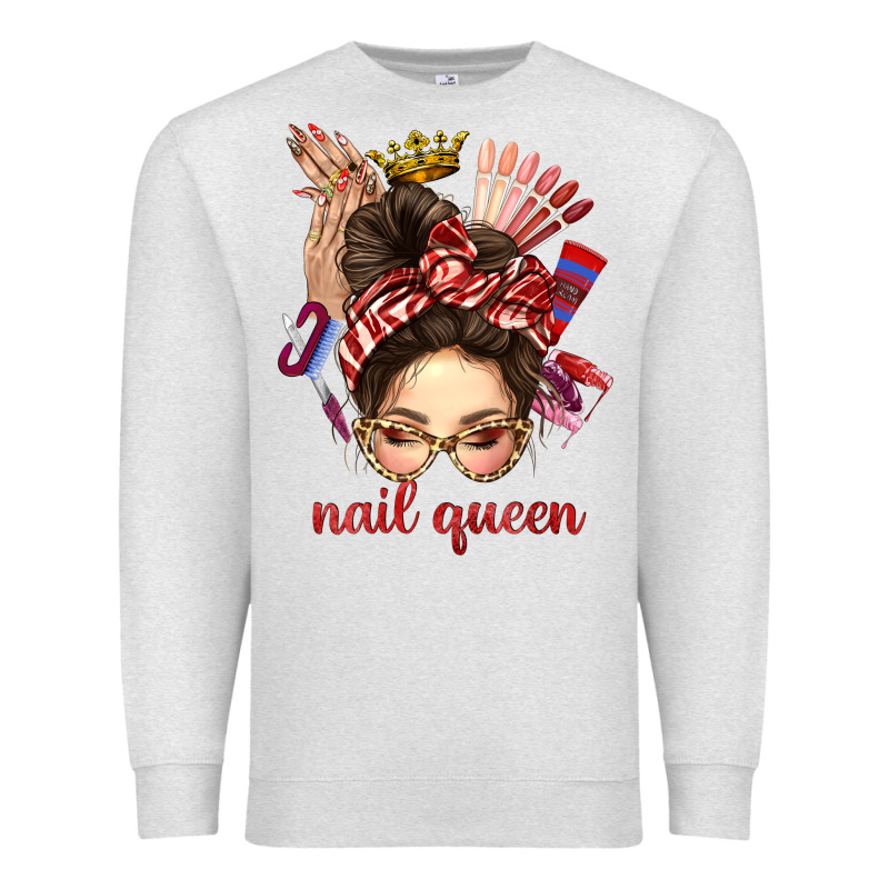 Nail Queen Messy Bun With Crown Bbs Premium Sweatshirt by BundleAndBundleShop | Teevron