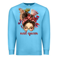 Ocean Blue nail queen messy bun with crown bbs Premium Sweatshirt - BundleAndBundleShop