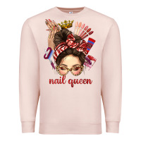 Pale Pink nail queen messy bun with crown bbs Premium Sweatshirt - BundleAndBundleShop