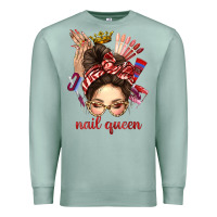 Seafoam nail queen messy bun with crown bbs Premium Sweatshirt - BundleAndBundleShop