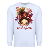 White nail queen messy bun with crown bbs Premium Sweatshirt - BundleAndBundleShop