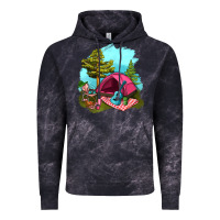 Cloud Black Glamping Camp And Pink Tent Vintage Hoodie - BundleAndBundleShop