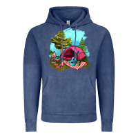 Vintage Denim Glamping Camp And Pink Tent Vintage Hoodie - BundleAndBundleShop