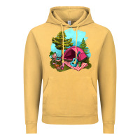 Vintage Mustard Glamping Camp And Pink Tent Vintage Hoodie - BundleAndBundleShop
