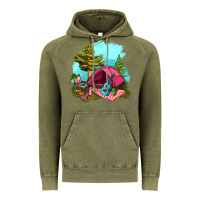 Vintage Olive Glamping Camp And Pink Tent Vintage Hoodie - BundleAndBundleShop