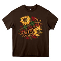 Chocolate Brown Christmas leopard sunflower Heavy Core Tee - BarkalooDesign