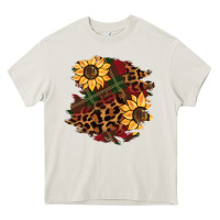 Cream Christmas leopard sunflower Heavy Core Tee - BarkalooDesign
