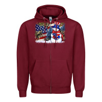 Patriotic Snowman Background 4th Of July Zipper Hoodie | Teevron