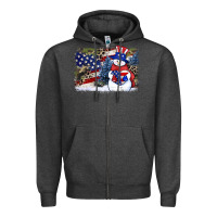 Charcoal Heather Patriotic snowman background 4th of july Zipper Hoodie - HowdyJamesFarm
