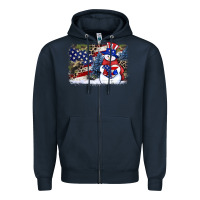 Navy Patriotic snowman background 4th of july Zipper Hoodie - HowdyJamesFarm