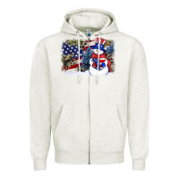 Oatmeal Heather Patriotic snowman background 4th of july Zipper Hoodie - HowdyJamesFarm
