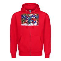 Red Patriotic snowman background 4th of july Zipper Hoodie - HowdyJamesFarm