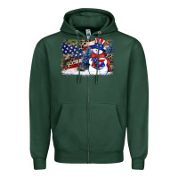 Sports Green Patriotic snowman background 4th of july Zipper Hoodie - HowdyJamesFarm