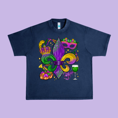 Mardi Gras Fleur De Lis Urban Heavy Tee Designed By Lillyallendesigns