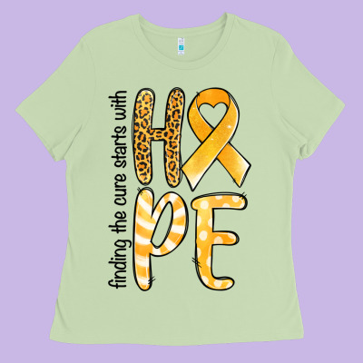 Finding The Cure Starts With Hope Childhood Cancer Awareness Ladies Tee Designed By Jasminsmagicworld