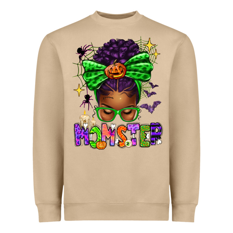 Halloween Afro Messy Bun Momster Heavyweight Sweatshirt by texasbilliewilder | Teevron