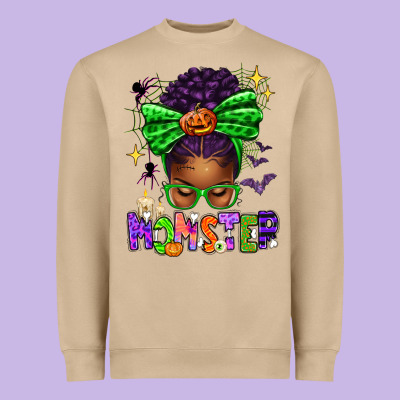 Halloween Afro Messy Bun Momster Heavyweight Sweatshirt Designed By Texasbilliewilder
