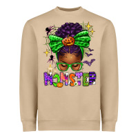 Mushroom Halloween Afro Messy Bun Momster Heavyweight Sweatshirt - texasbilliewilder