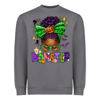 Storm Halloween Afro Messy Bun Momster Heavyweight Sweatshirt - texasbilliewilder