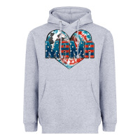 Heather Grey American Mama heart Heavyweight Hoodie - FaDigitalArtStudio