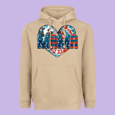 American Mama Heart Heavyweight Hoodie Designed By Fadigitalartstudio