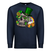 Navy St Patrick's Day boho skull Premium Sweatshirt - FaDigitalArtStudio