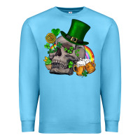 Ocean Blue St Patrick's Day boho skull Premium Sweatshirt - FaDigitalArtStudio