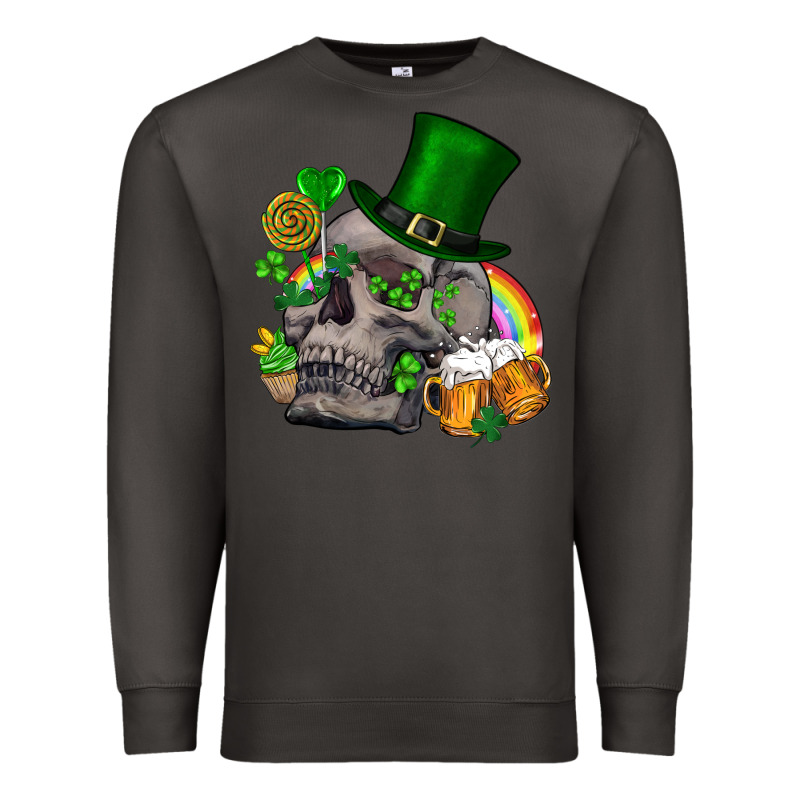 St Patrick's Day Boho Skull Premium Sweatshirt by FaDigitalArtStudio | Teevron