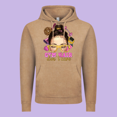 Messy Bun Gym Hair Don't Care Bbs Vintage Hoodie Designed By Bundleandbundleshop