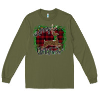 Army Green Merry Christmas Deer Long Sleeve Tee - Bettercallsaul