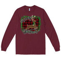 Burgundy Merry Christmas Deer Long Sleeve Tee - Bettercallsaul