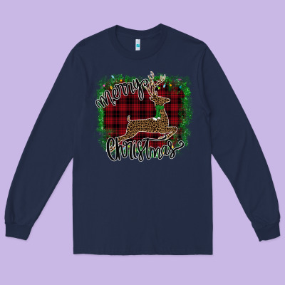 Merry Christmas Deer Long Sleeve Tee Designed By Bettercallsaul