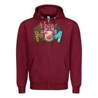 Burgundy Show mom pig Zipper Hoodie - CowGirlArtShop