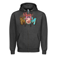 Charcoal Heather Show mom pig Zipper Hoodie - CowGirlArtShop