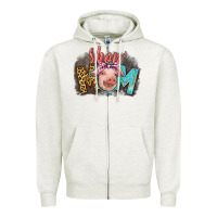 Oatmeal Heather Show mom pig Zipper Hoodie - CowGirlArtShop
