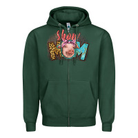 Sports Green Show mom pig Zipper Hoodie - CowGirlArtShop