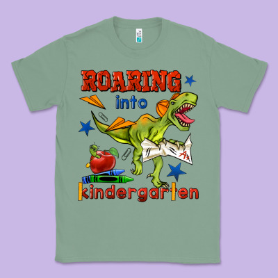 Roaring Into Kindergarten Classic Tee Designed By Bundleandbundleshop