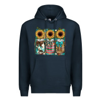 Navy mason jar, sunflower Premium Hoodie - JahusDesignShop