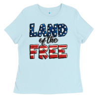 Baby Blue Land of the free America Ladies Tee - Jasminsmagicworld