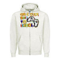 Oatmeal Heather Game over back to school Zipper Hoodie - CowGirlArtShop