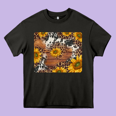 Sunflowers Cowhide Leopard Mousepad Heavy Core Tee Designed By Jasminsmagicworld