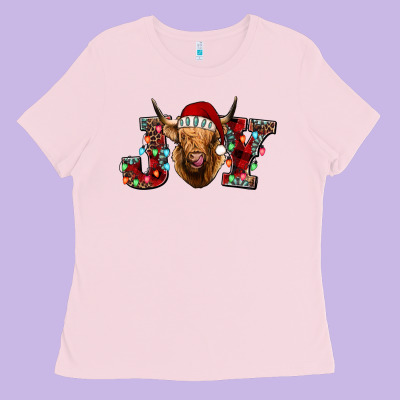 Joy Highland Cow Ladies Tee Designed By Jasminsmagicworld