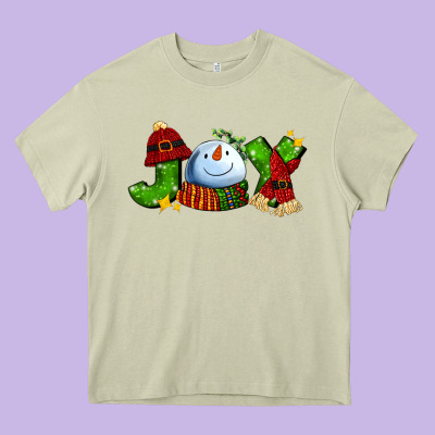 Joy For Christmas With Snowman Heavy Core Tee Designed By Adodesignshop
