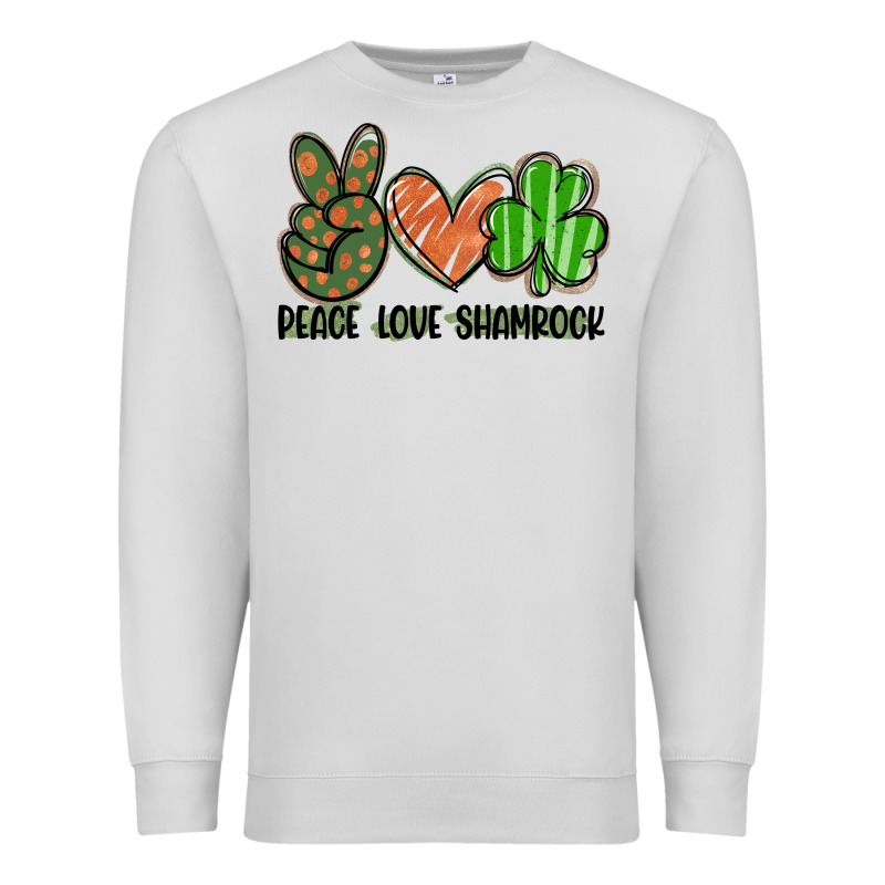 Peace Love Shamrock Premium Sweatshirt by FaDigitalArtStudio | Teevron