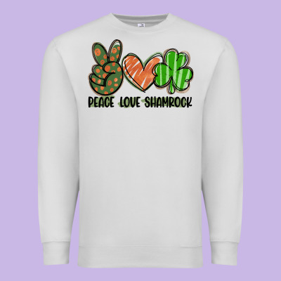 Peace Love Shamrock Premium Sweatshirt Designed By Fadigitalartstudio