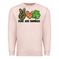 Pale Pink peace love shamrock Premium Sweatshirt - FaDigitalArtStudio