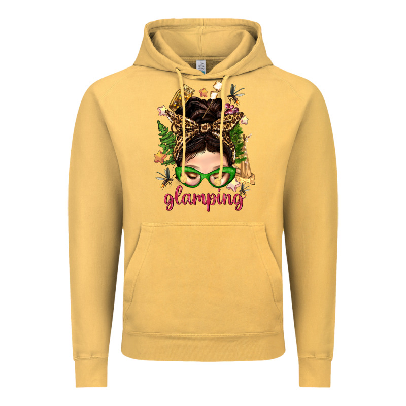 Glamping Messy Bun With Glamping Camp Tent Bbs Vintage Hoodie by BundleAndBundleShop | Teevron