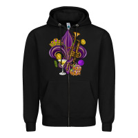Black Fleur de lis Mardi Gras Zipper Hoodie - HowdyJamesFarm